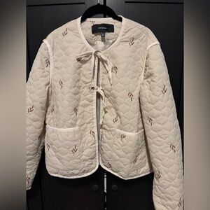 Vero Moda tie front quilted short jacket in cream, size L